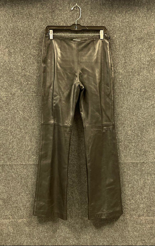 Vintage Y2K Moda International Women's Black Leather Bootcut Side Zip Pants Sz 6