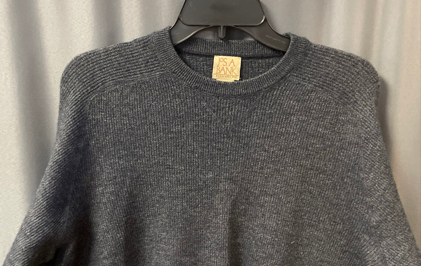 Jos. A. Bank Men's Gray Merino Wool Blend Ribbed Crewneck Sweater Sz L
