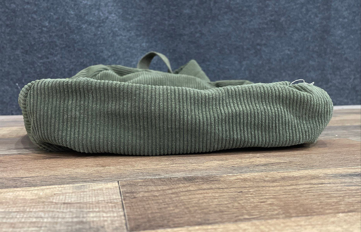 Olive Green Corduroy Backpack Small School Bag Everyday Rucksack Duck Charm