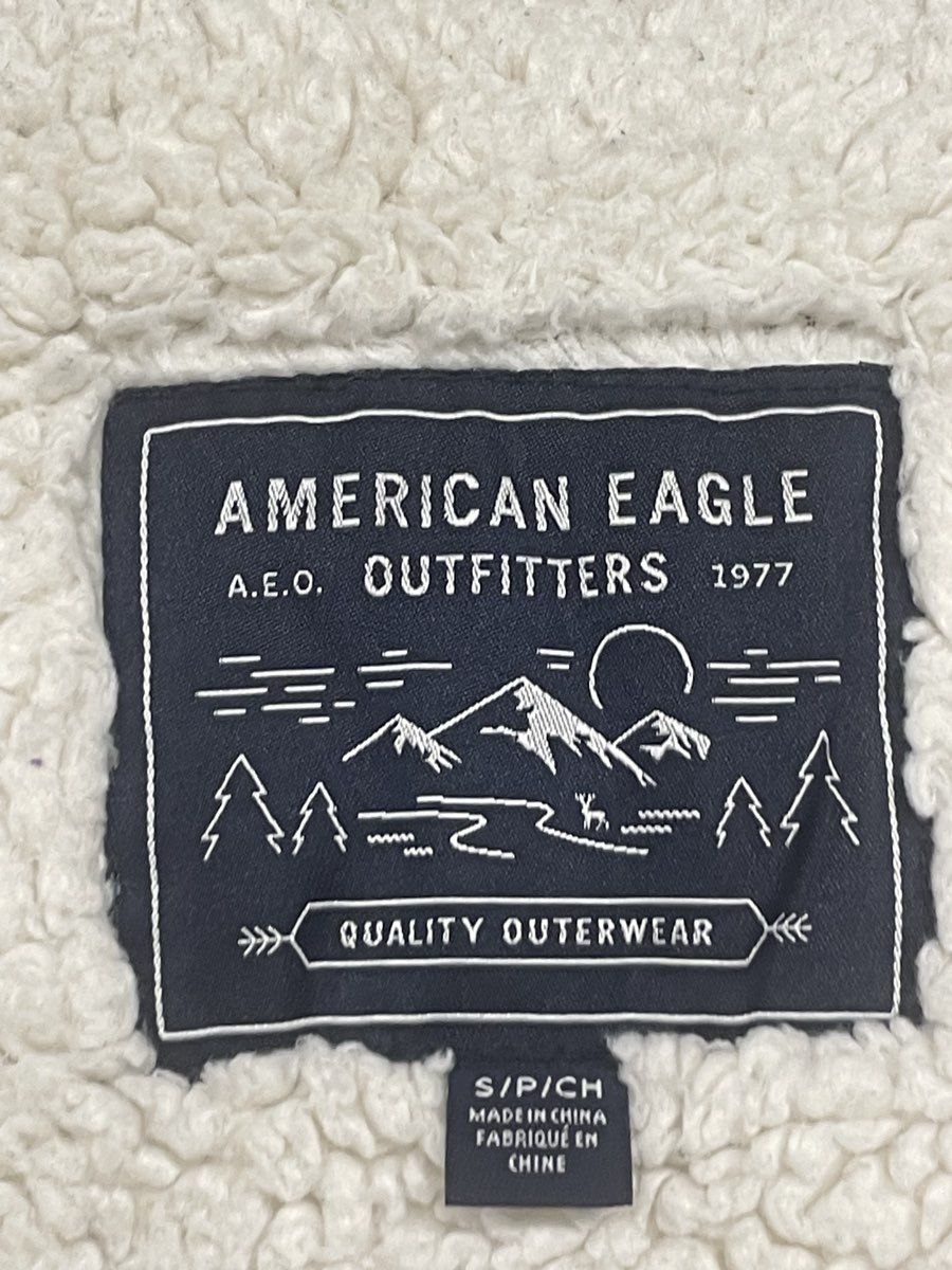 American Eagle Women's Olive Sherpa Hooded Faux Fur Trim Parka Jacket Sz S