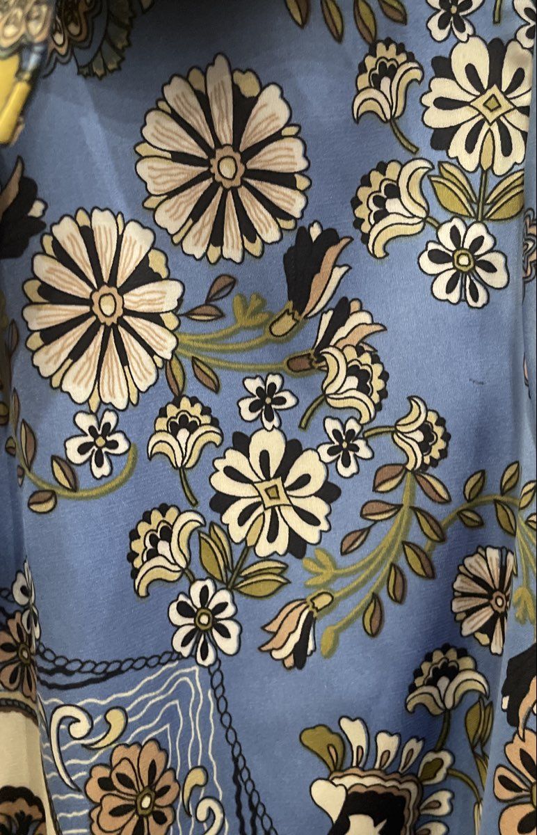 Rachel Zoe Women's Blue Floral Paisley Button Up Blouse Long Sleeve Sz S