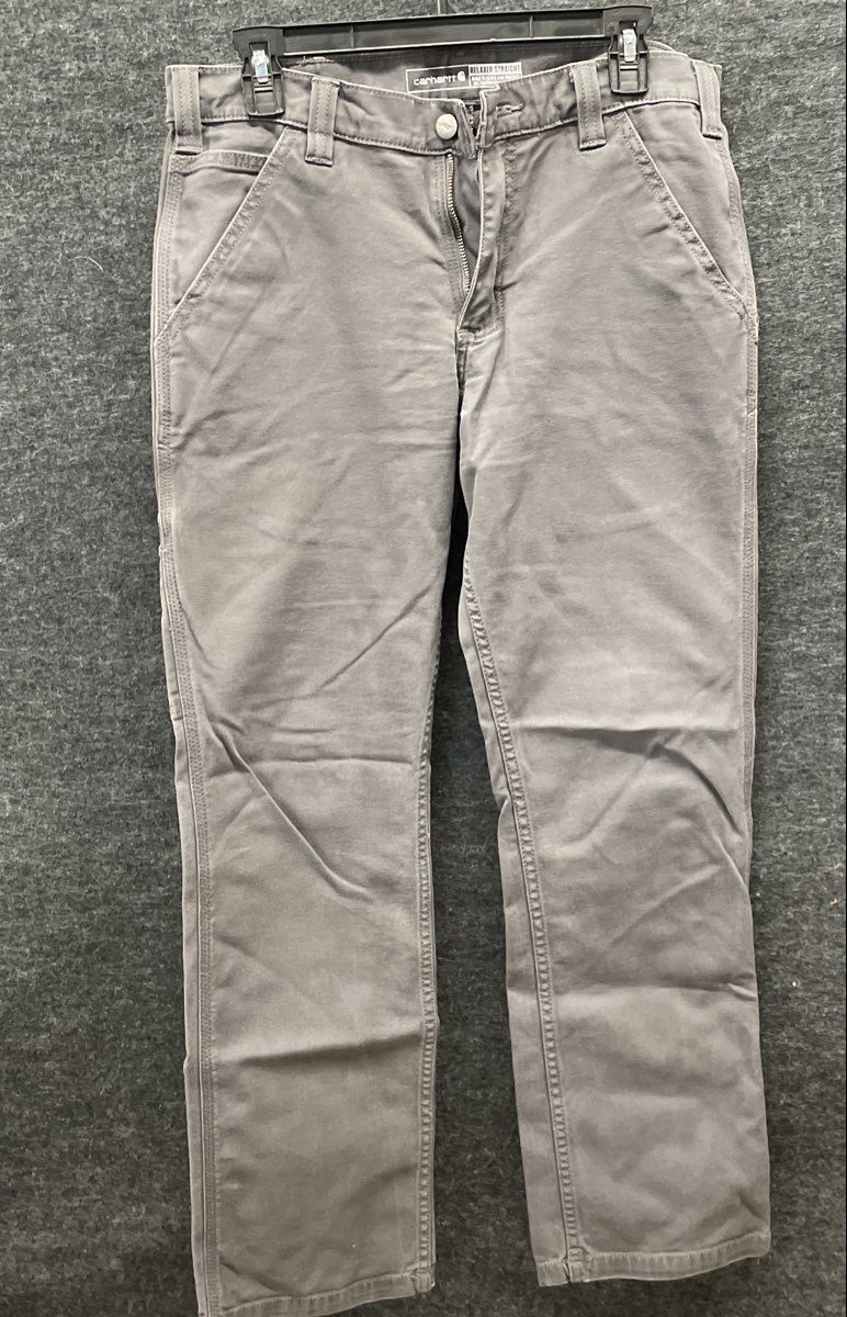 Carhartt Men's Gray Relaxed Straight Rugged Flex Canvas Work Pants Sz 30x30