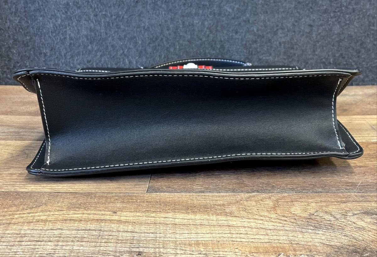 Scarleton Black Faux Leather Red White Stripe Top Handle Satchel Bag
