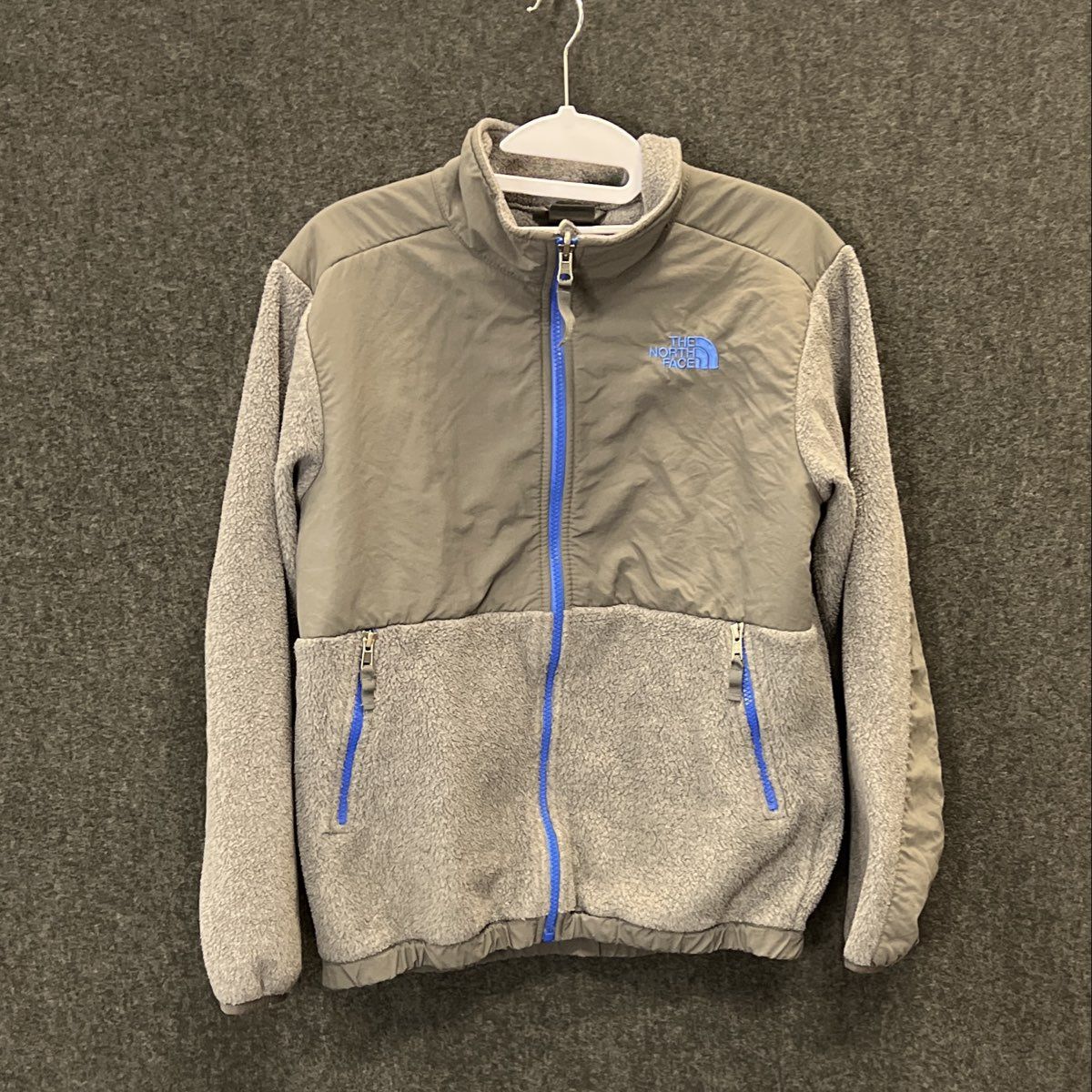 The North Face Boy's Denali Fleece Jacket Gray Blue Full Zip Polartec