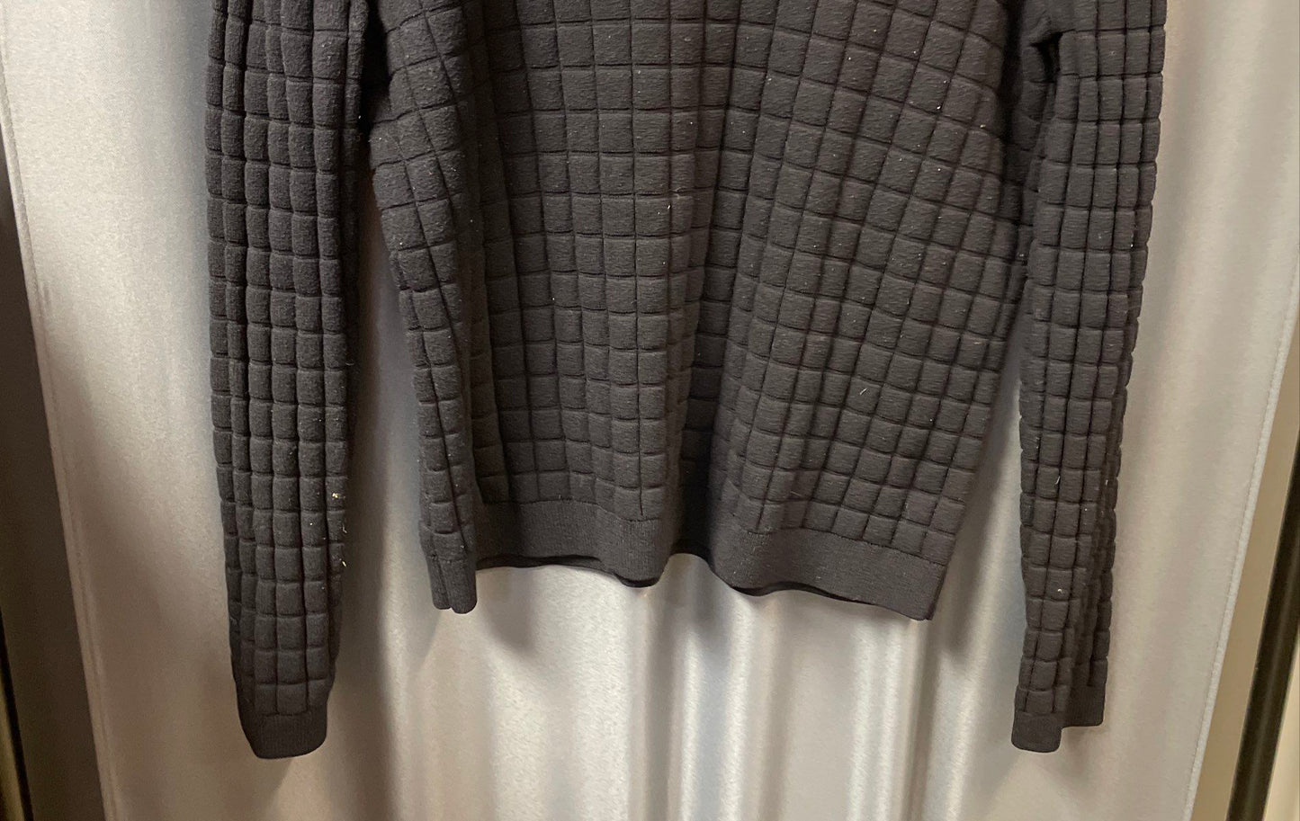 Armani Exchange Men's Black Window Pane Grid Texture Crew Neck Sweater Sz XL
