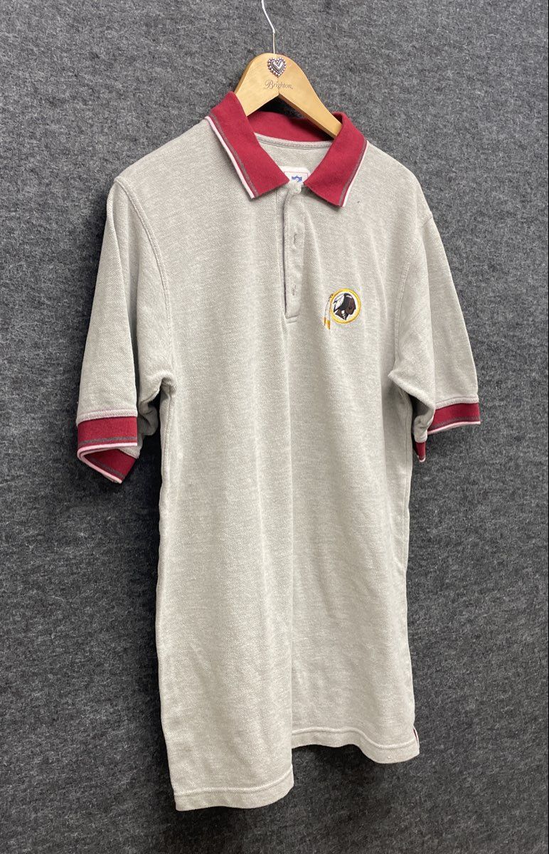 NFL Football Washington Redskins Polo Shirt Short Sleeve Grey Mens Size Medium