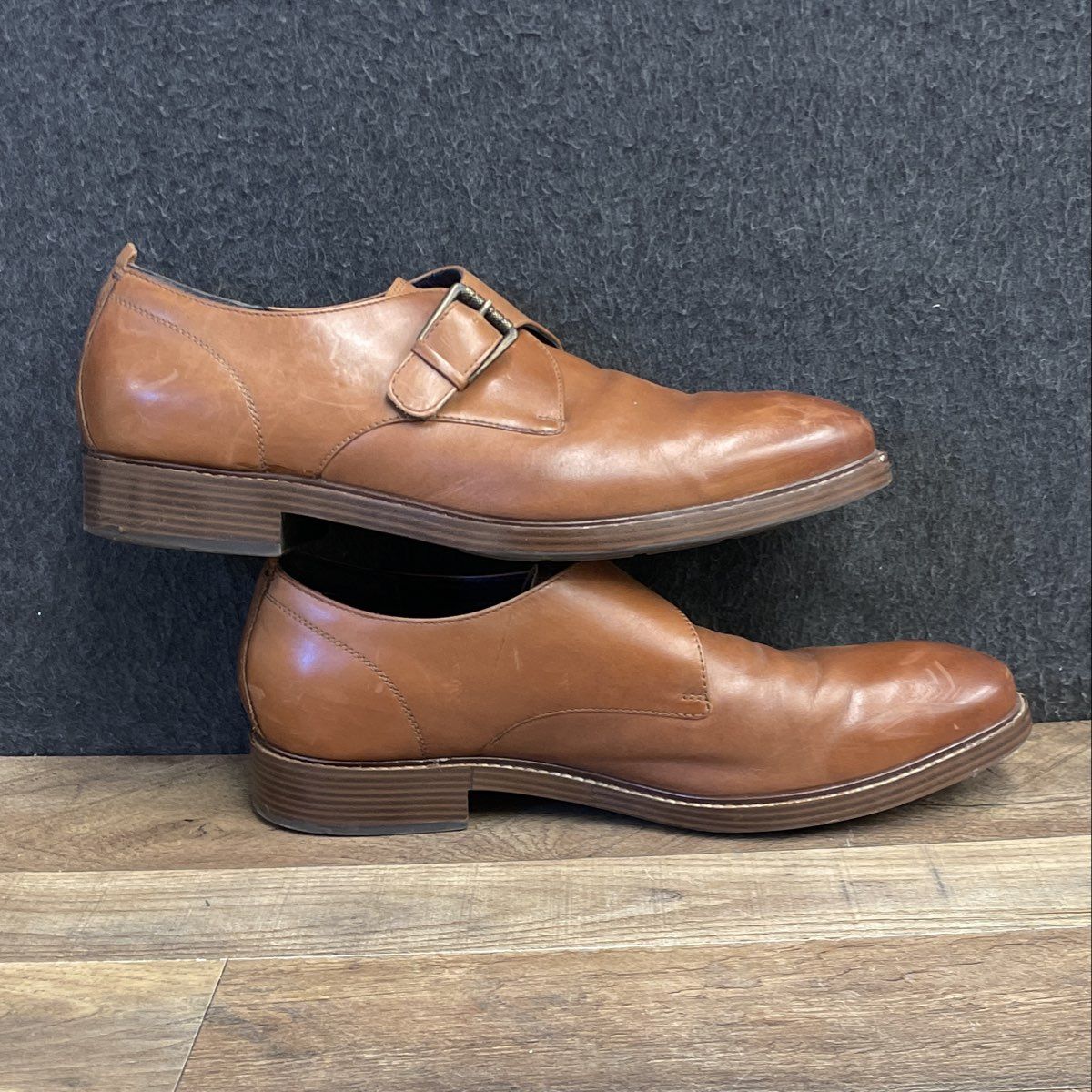 Cole Haan Tan Leather Single Monk Strap Dress Shoes Men's Size 12