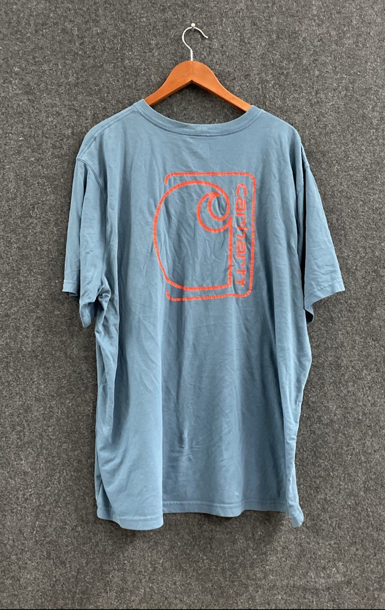 Carhartt Men's Blue Relaxed Fit Short Sleeve Pocket T-Shirt Back Logo Sz 2XL