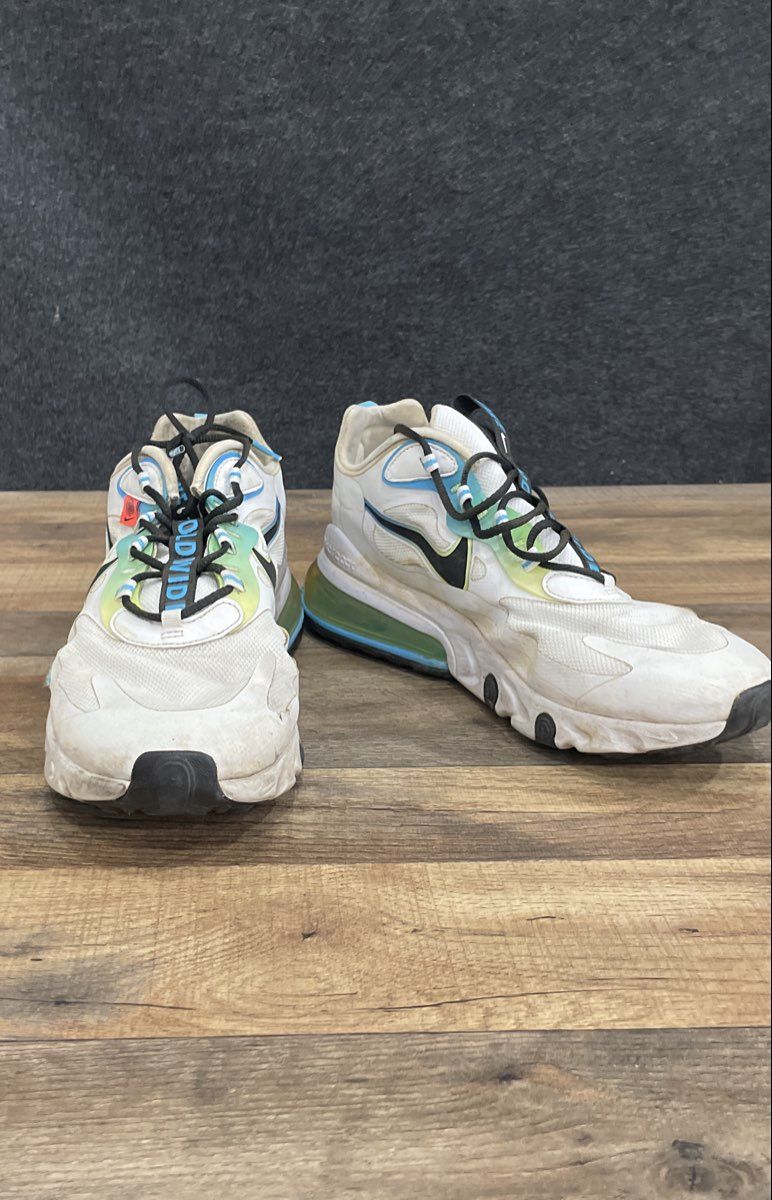 Nike Air Max 270 React Worldwide White Blue Volt Sneakers Men's Size 12