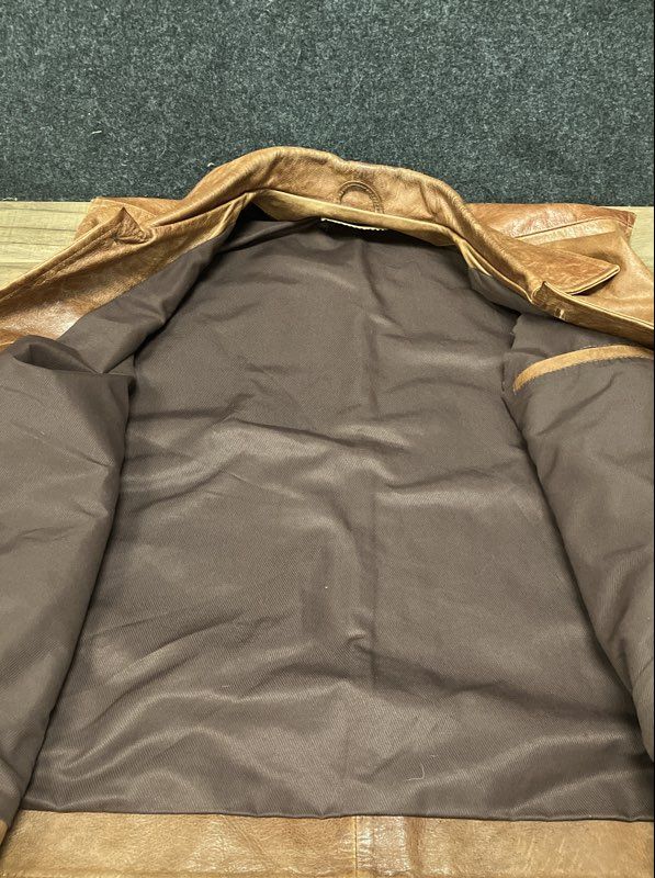 Just Leather Men's Tan Leather Vest Button Front Point Collar Vintage 90s Sz M