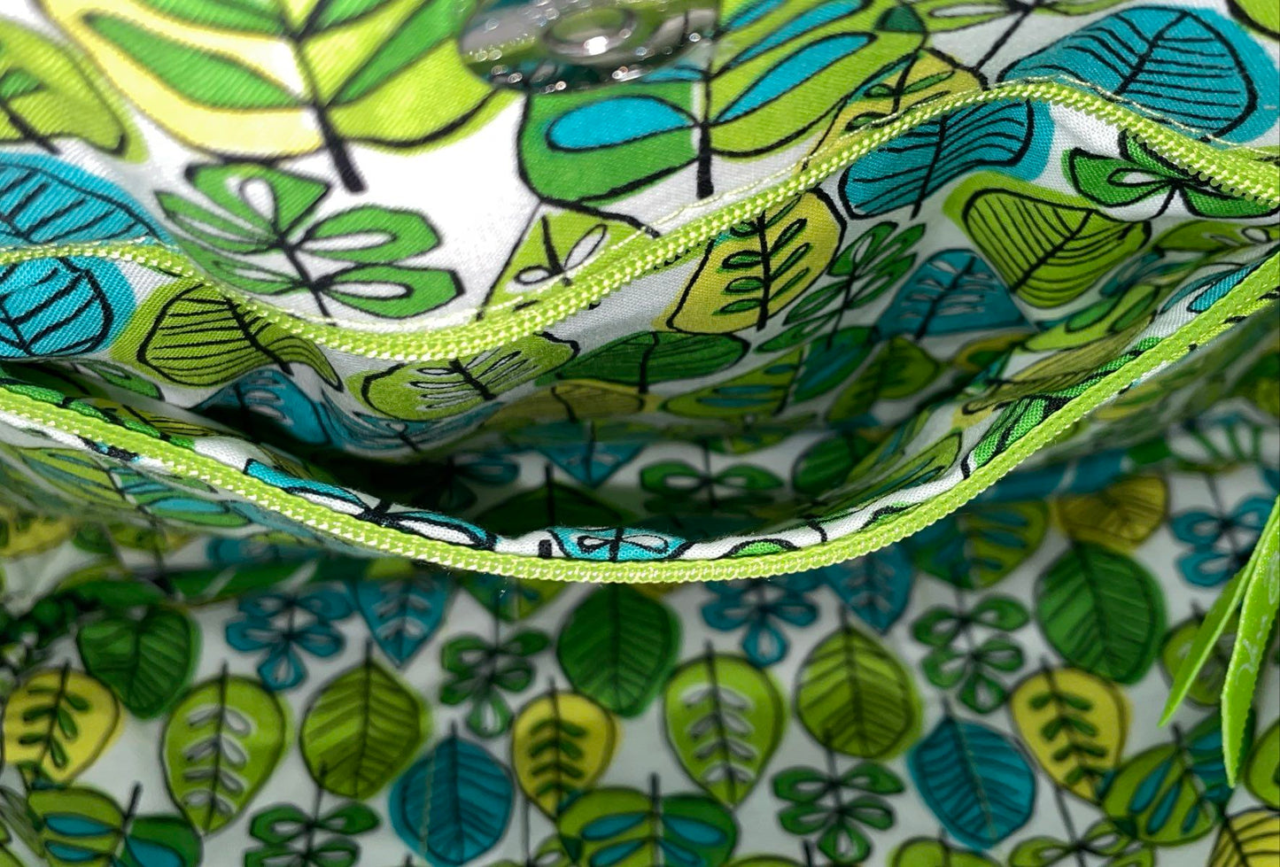 Vera Bradley Lime Green Teal Floral Quilted Cotton Large Tote Crossbody Bag
