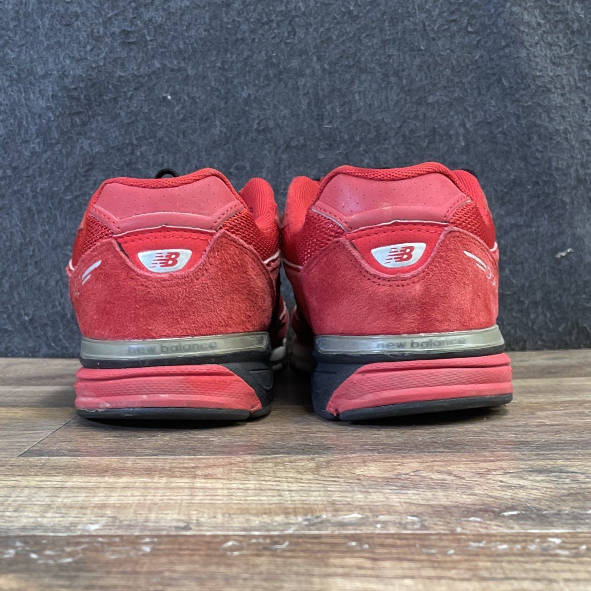 New Balance 990v4 Red Suede Mesh Running Shoes KJ990RDG Boy's Size 7