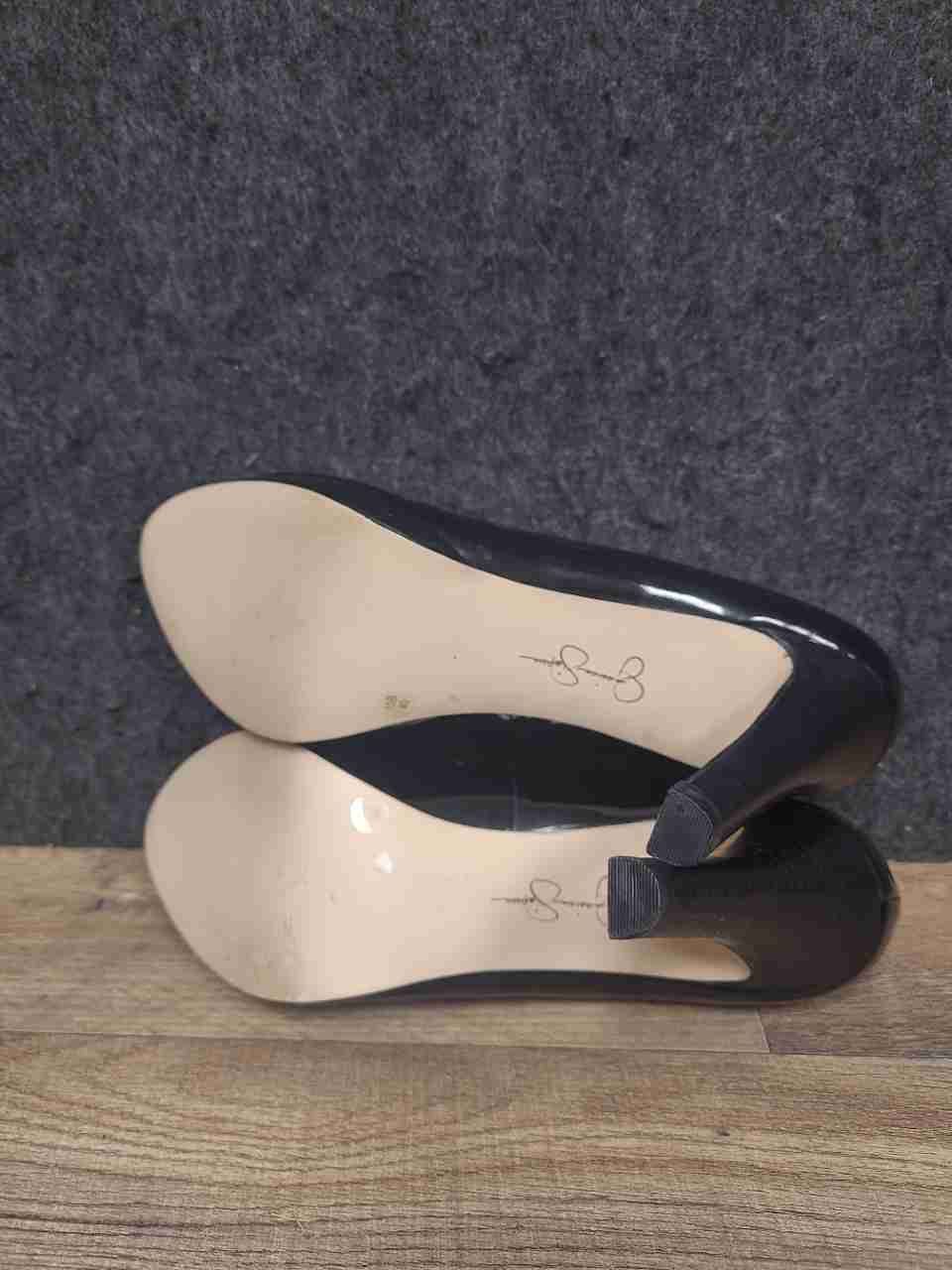 Jessica Simpson Black Patent Leather Platform Peep Toe Pumps Size 10B