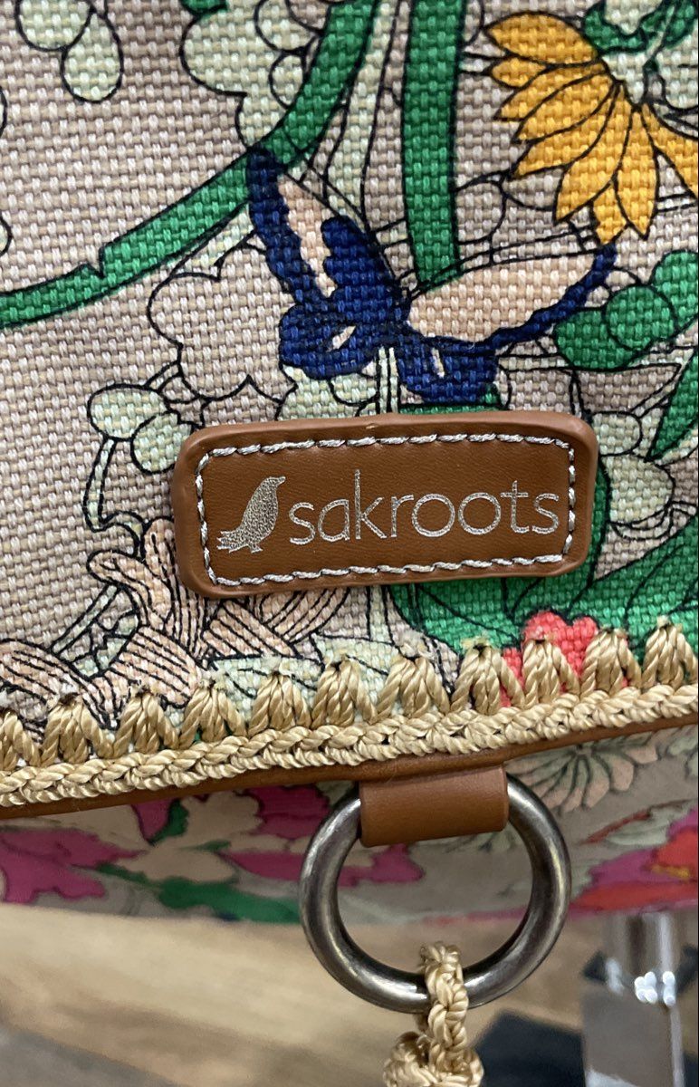 Sakroots Multi-Color Floral Canvas Flap Crossbody Shoulder Bag