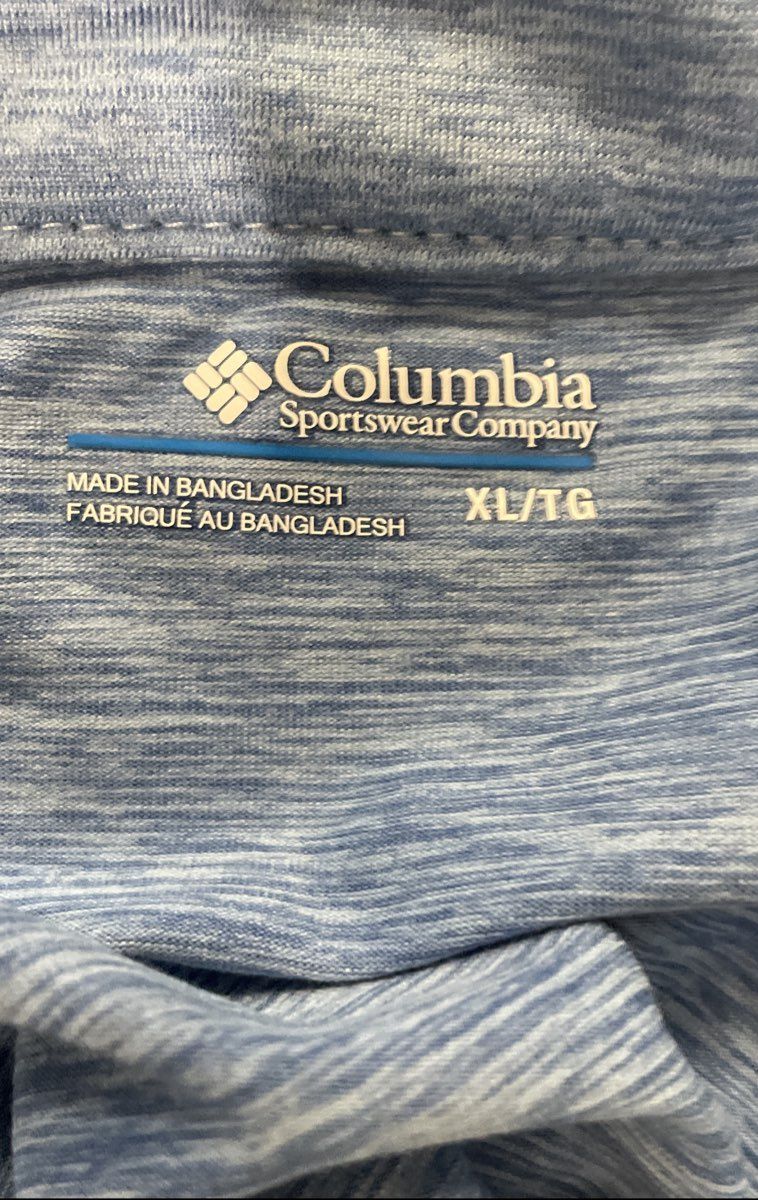 Columbia Men's Blue Heather Omni-Wick Space Dye Short Sleeve Polo Shirt Sz XL