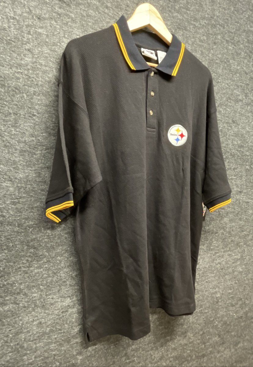 Vintage Y2K The Edge Men's NFL Pittsburgh Steelers Black Polo Shirt NWT Sz L