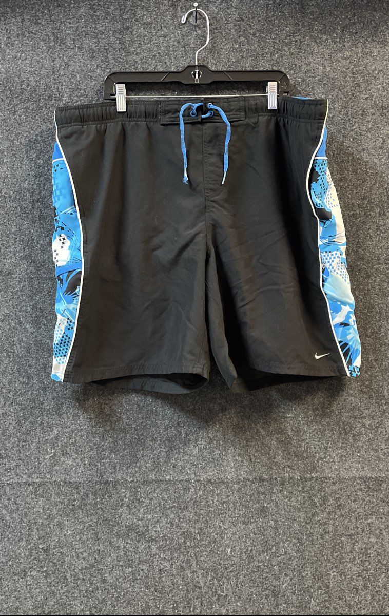 Nike Men's Black Blue Tropical Floral Swim Shorts Mesh Lined Sz XXL
