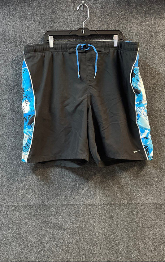 Nike Men's Black Blue Tropical Floral Swim Shorts Mesh Lined Sz XXL