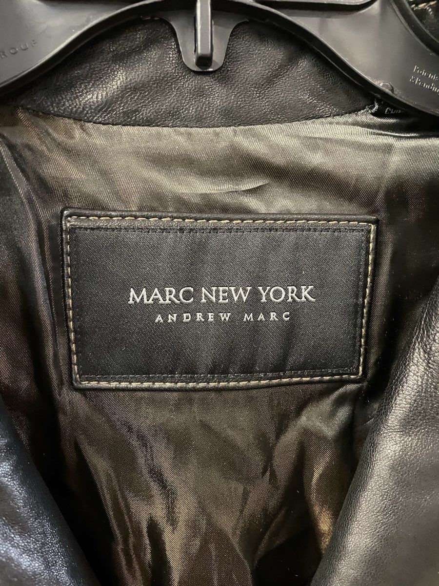 Marc New York Men's Black Leather Three-Button Car Coat Jacket Size XL
