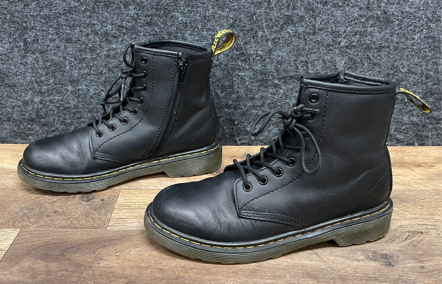 Dr. Martens 1460 J Black Leather Side Zip 8-Eye Boots Junior Size US 3