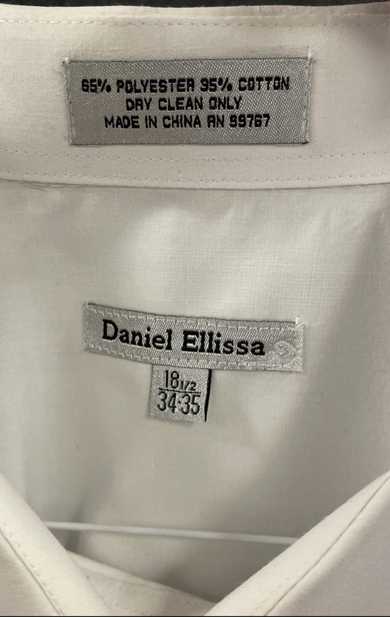 Daniel Ellissa Men's White Pleated Front Tuxedo Shirt French Cuffs 18.5 34-35