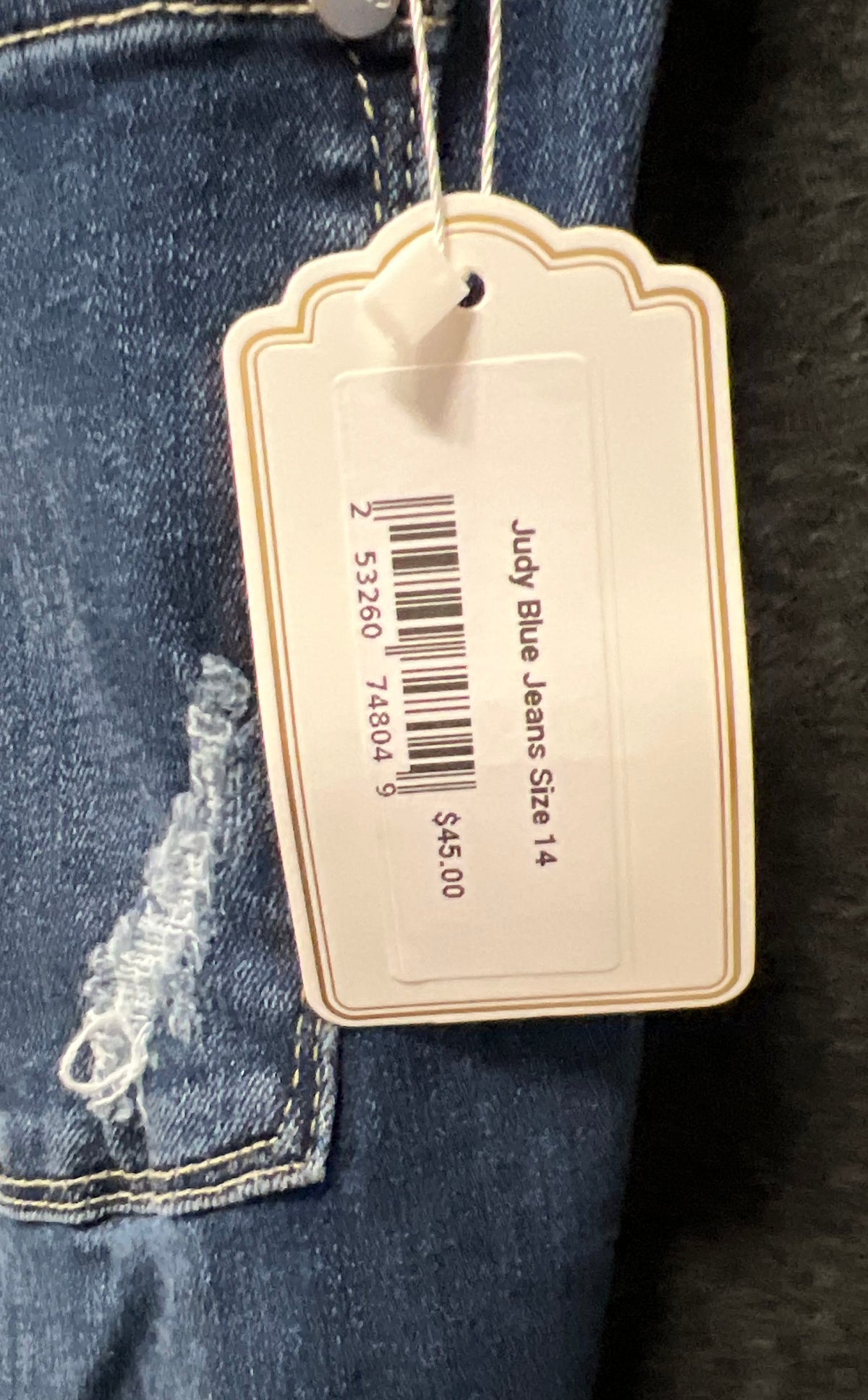 Judy Blue Women's High Rise Button Fly Distressed Skinny Blue Jeans Size 14W