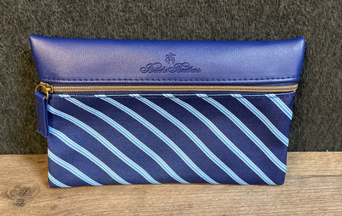 Brooks Brothers Navy Repp Stripe Toiletry Pouch Travel Bag Lot of 2