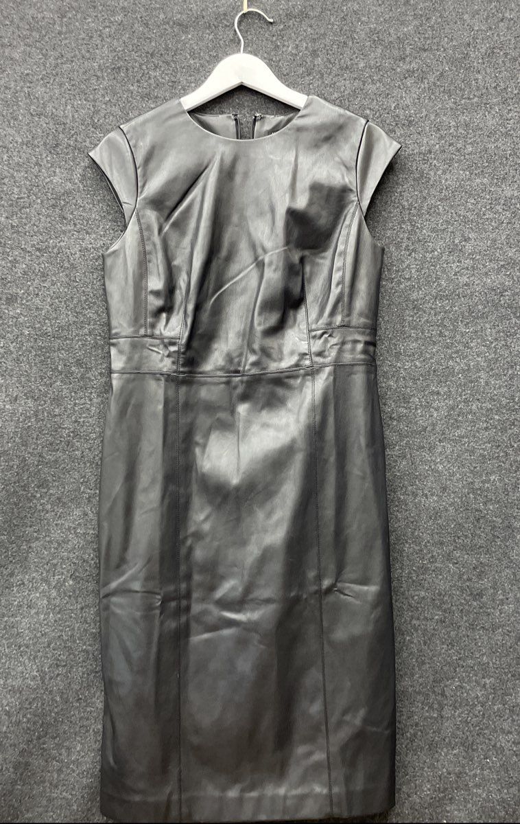 Ann Taylor Women's Black Faux Leather Cap Sleeve Sheath Dress Sz 10 NWT