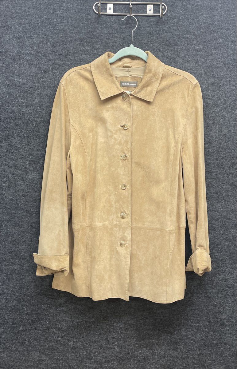 Valerie Separates Women's Tan Suede Leather Button Front Jacket Sz XL