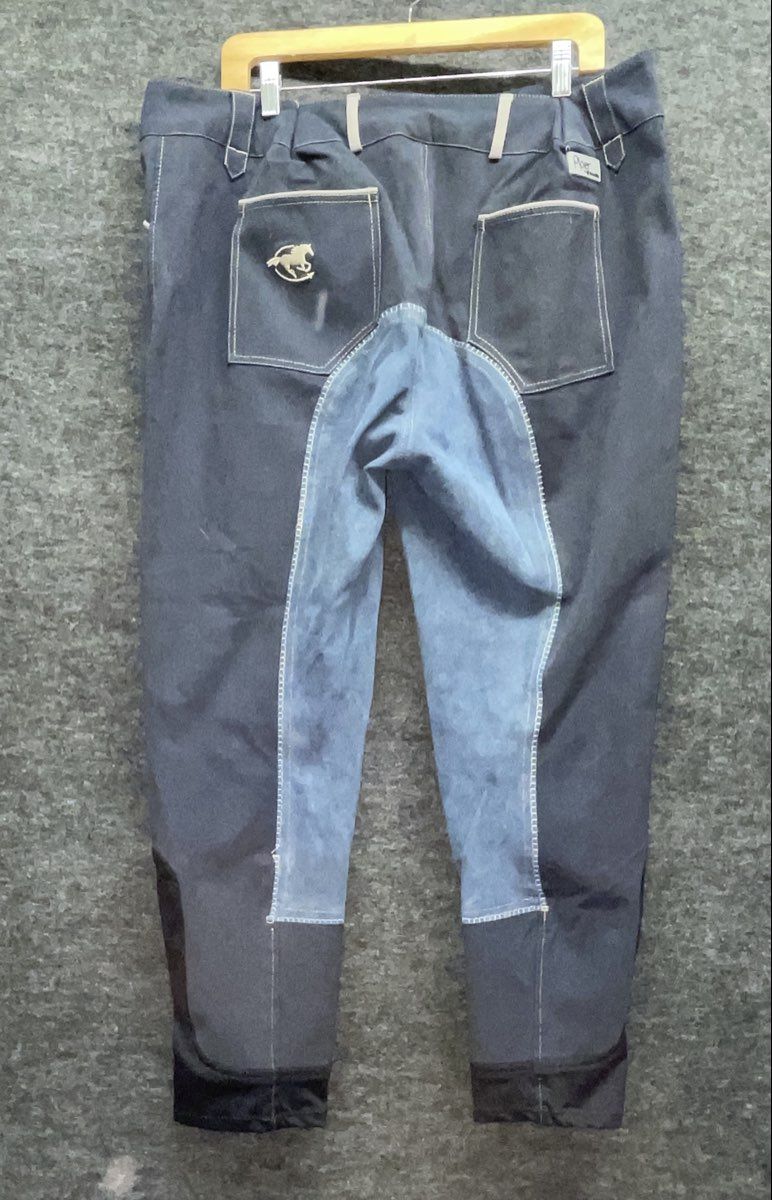 Piper Women's Equestrian Riding Breeches Blue Night Stone Full Seat Sz 44R