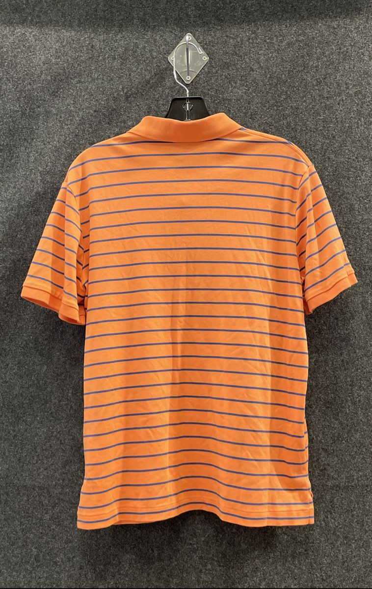 Polo Ralph Lauren Men's Orange Blue Striped Classic Fit Cotton Polo Shirt Sz M