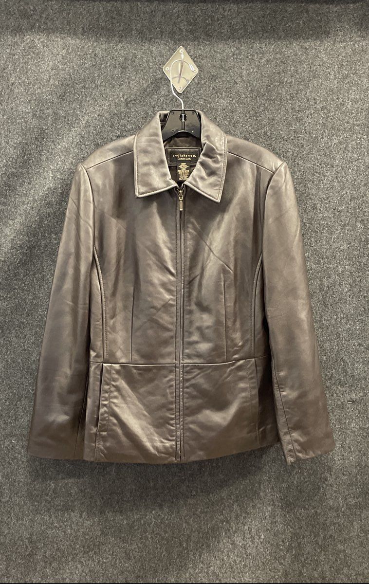 Croft & Barrow Women's Brown Lambskin Leather Full Zip Jacket Outerwear Sz M