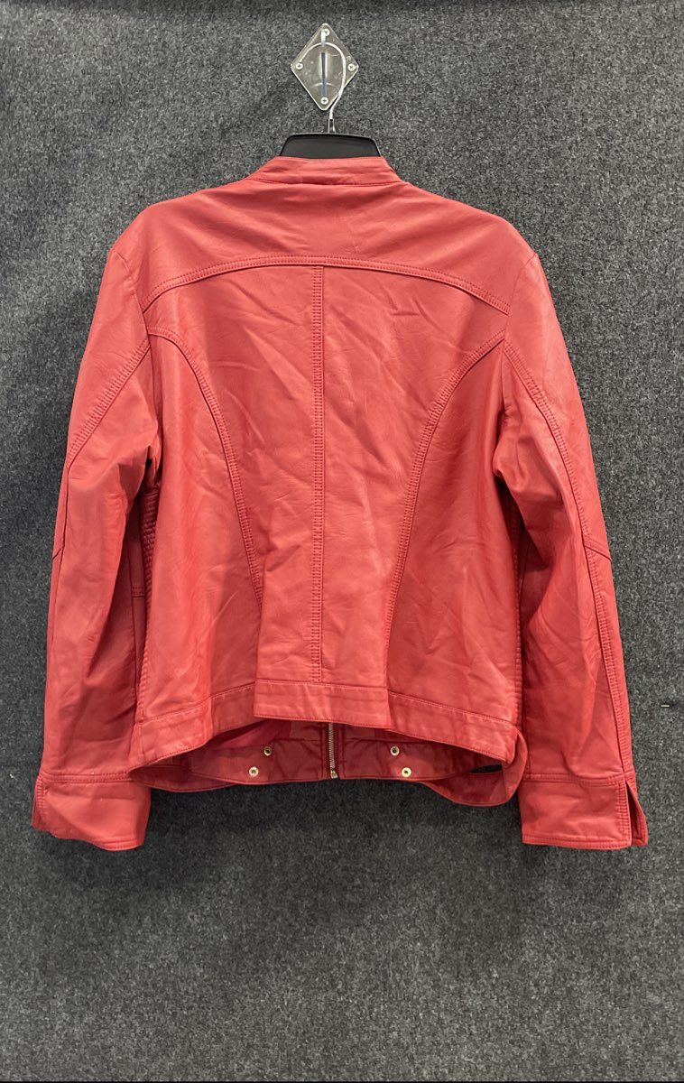 Made by Johnny Men's Red Faux Leather Quilted Motorcycle Jacket Size XXL