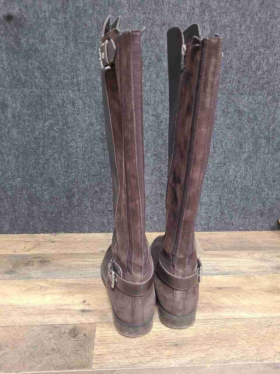 Marc Fisher Damsel Dark Brown Leather Knee High Riding Boots Women's Size 8W