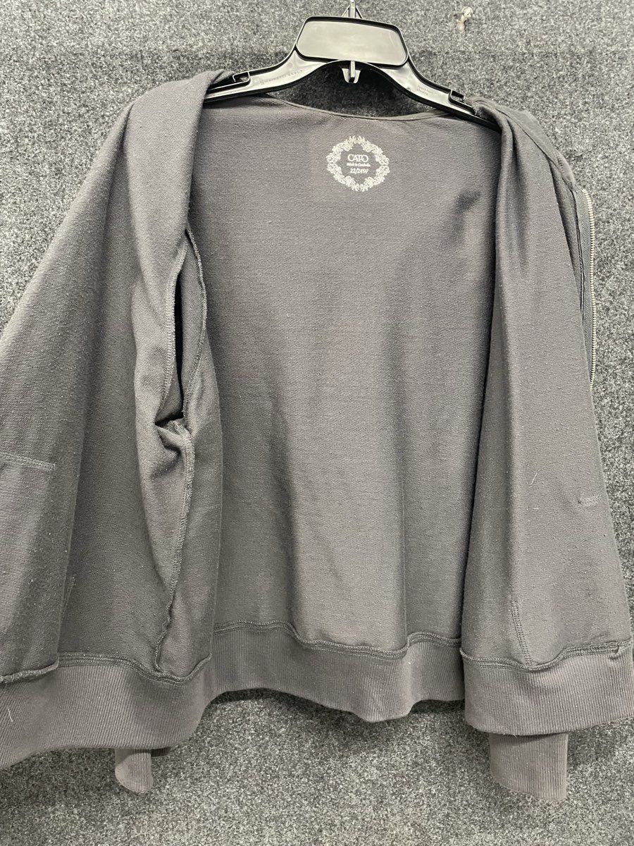 Cato Women's Gray Full Zip Hoodie French Terry Damask Graphic Plus Size 22/24W
