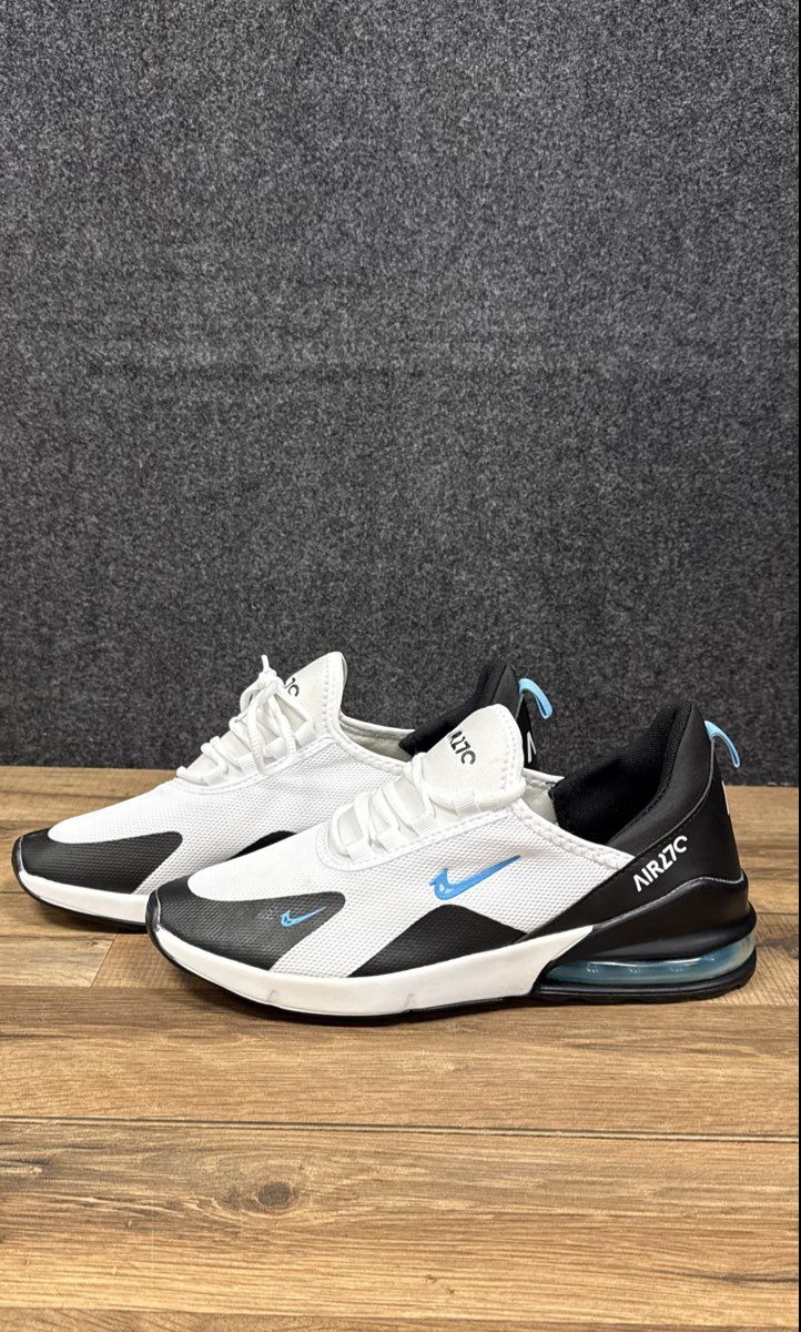 Nike Air Max 270 White Black Blue Lifestyle Sneakers Size 43