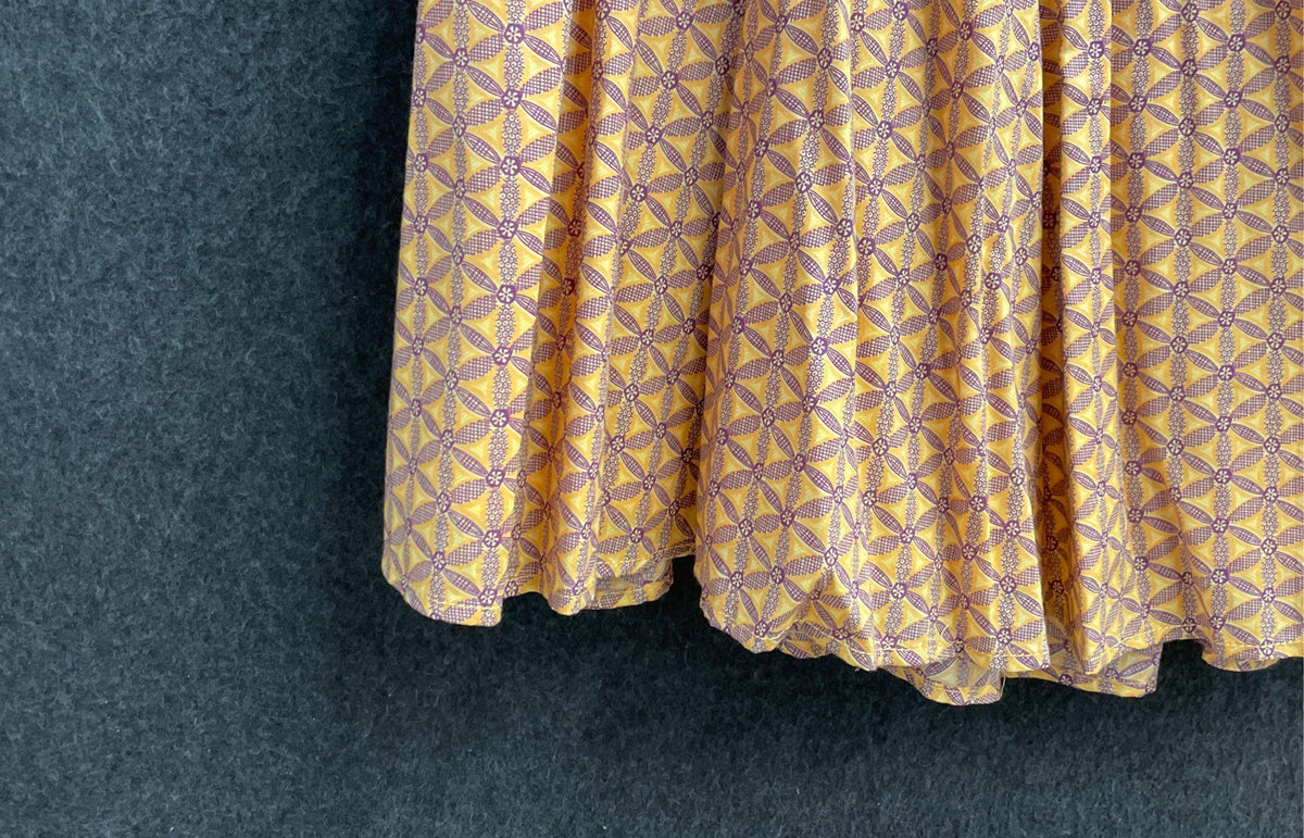 Gap Women's Yellow Purple Printed Cotton Flared Skirt Size 8 NWT