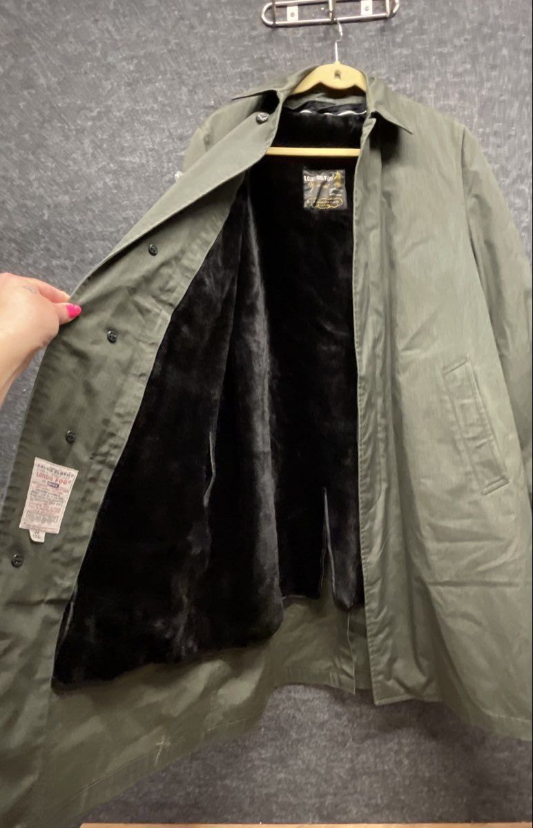 Vintage London Fog Men's Olive Green Maincoat Alpaca Mohair Liner Sz 36 Reg