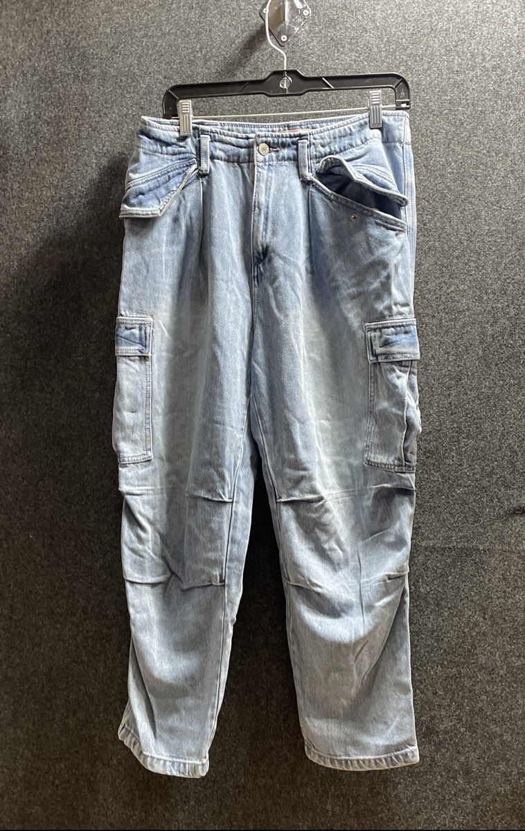 Lucky Brand Women's Light Blue Tencel Cargo Jeans High Rise Flap Pockets Sz 8/29