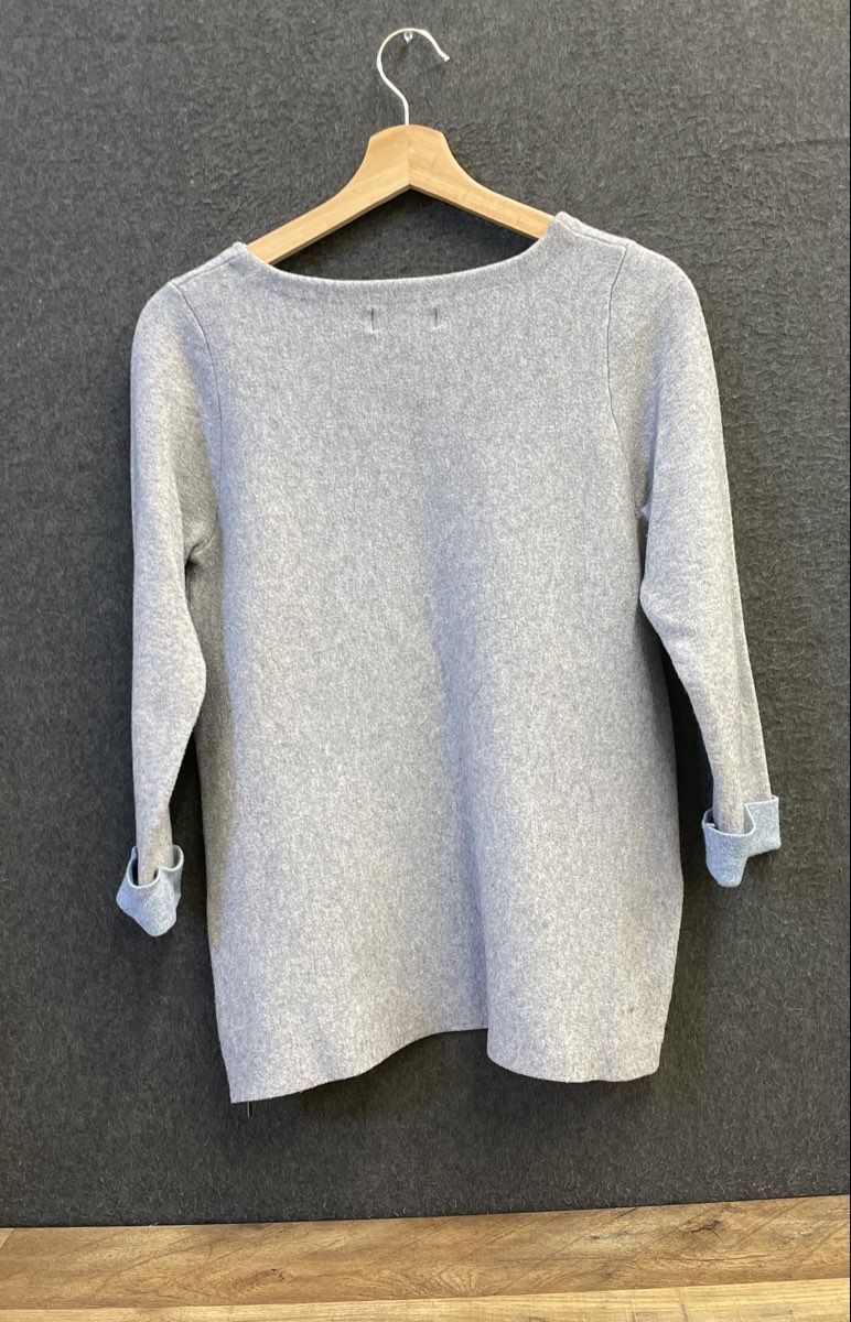 Nanette Lepore Women's Heather Gray Wool Blend Side Zip Cuffed Sweater Sz M