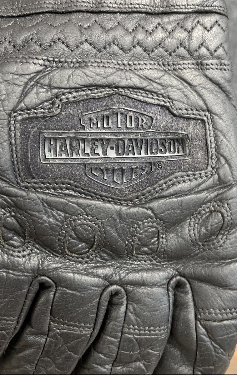 Harley-Davidson Black Leather Motorcycle Gauntlet Gloves Unmarked Size