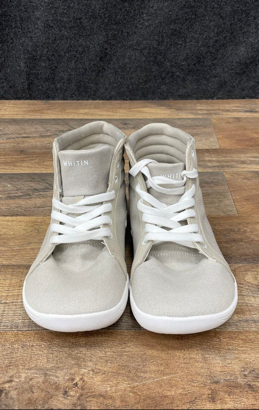 WHITIN Women's Wide Toe Box High Top Barefoot Shoes Grey Canvas Size 39 US 8
