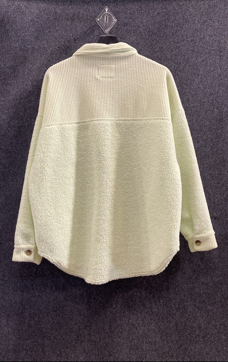 American Eagle Women's Light Green Sherpa Corduroy Shacket Jacket Sz M NWT