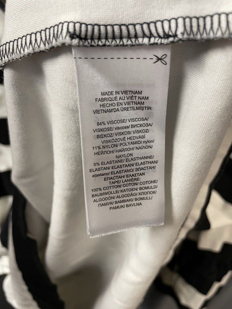 Lauren Ralph Lauren Women's Black White Striped Ruffle Sleeve Blouse Sz L
