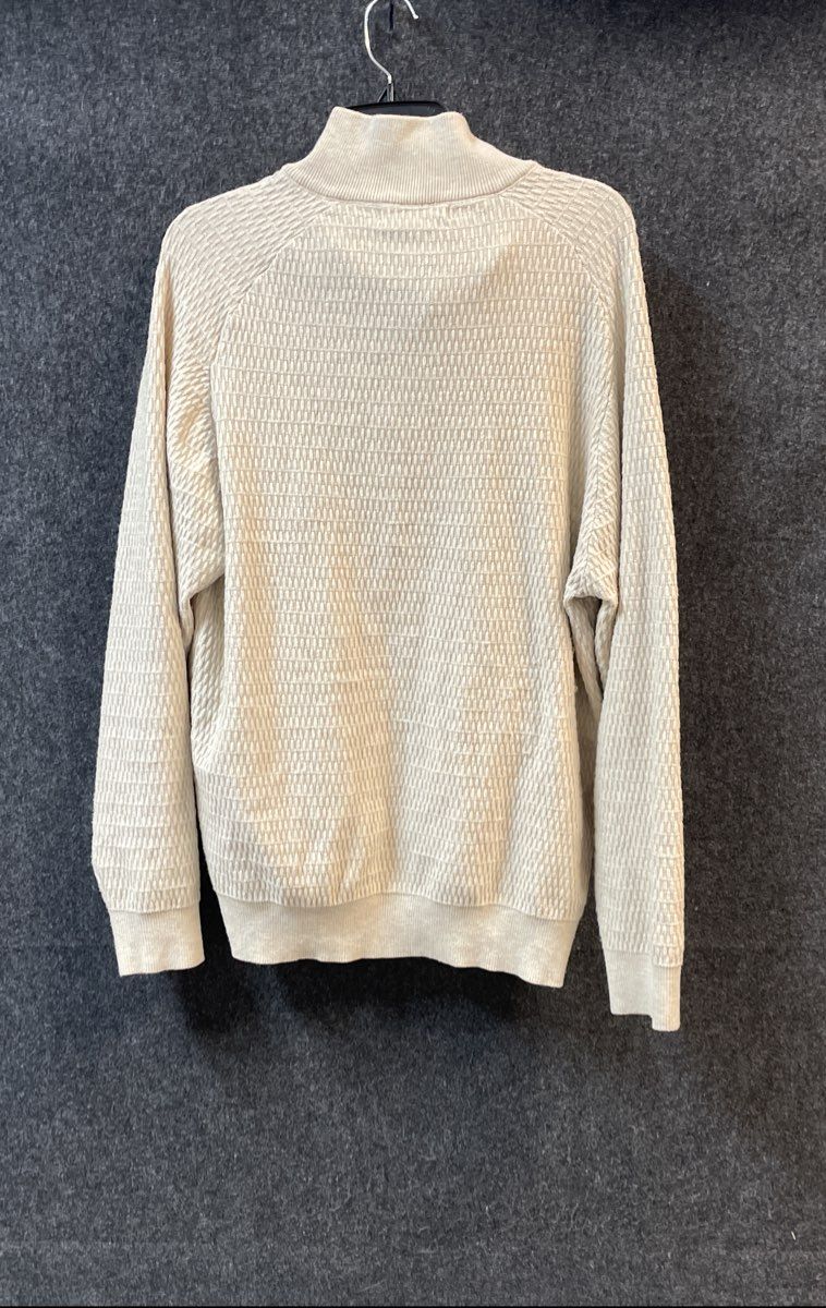 PJ Paul Jones Men's 1/4 Zip Pullover Sweater Beige Textured Waffle Knit Size XL