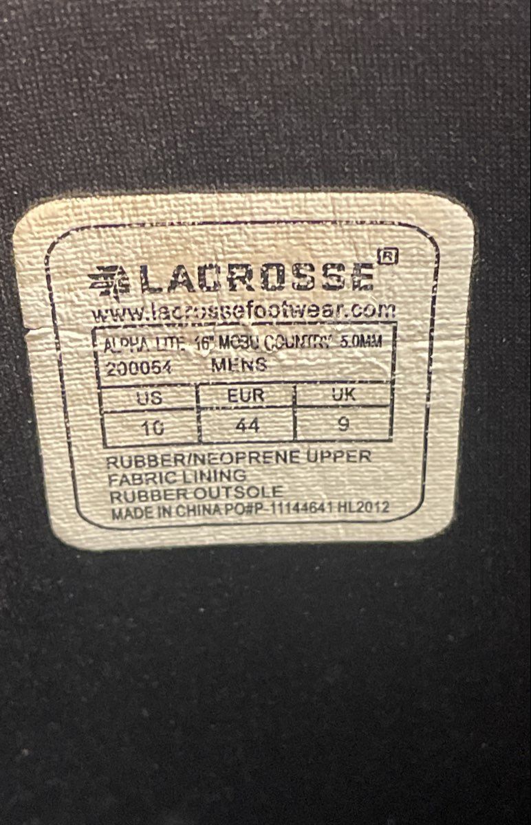 LaCrosse Alpha Lite 16" Mossy Oak Camo Rubber Neoprene Boots Size 10