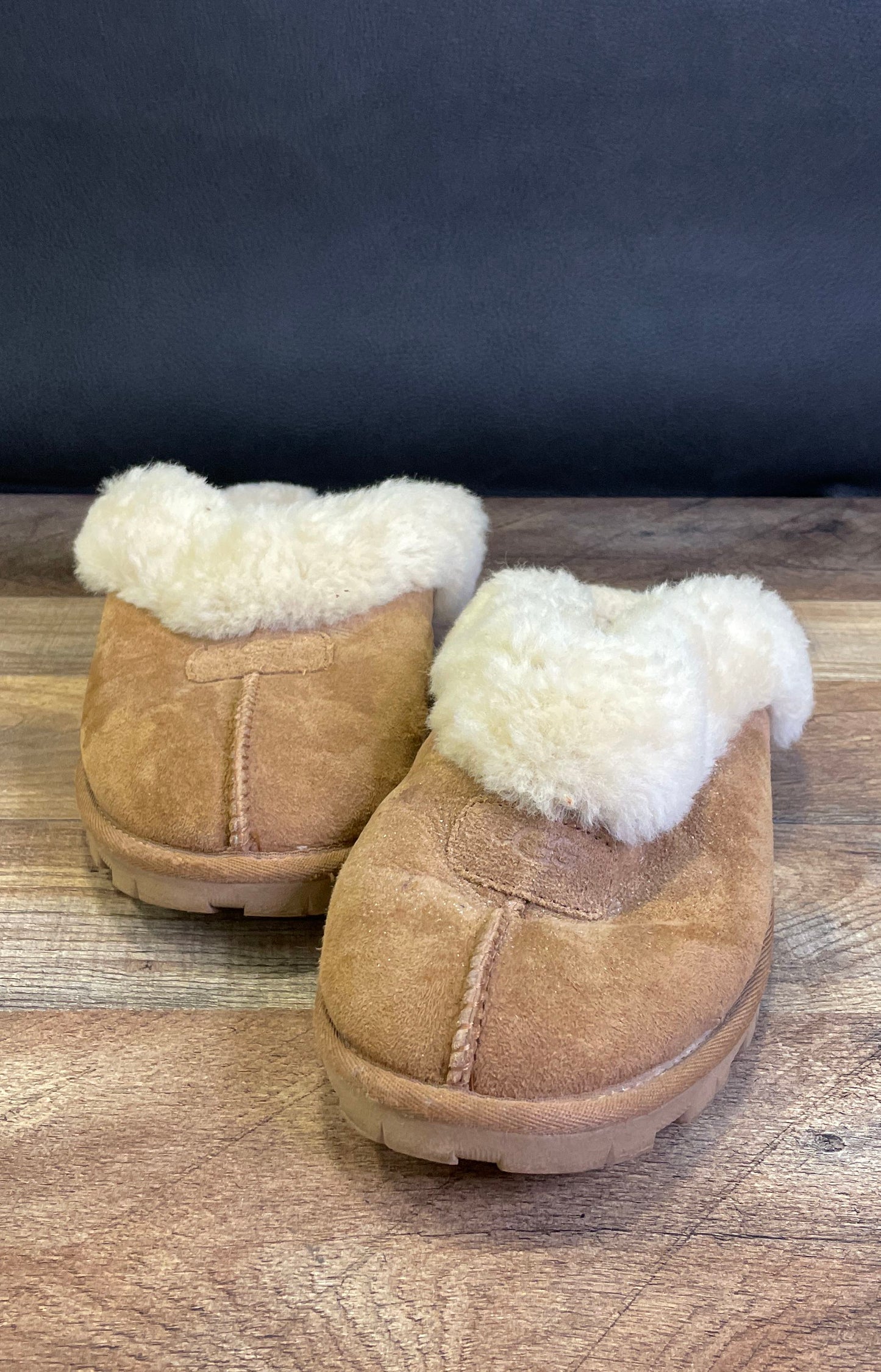 UGG Coquette Chestnut Suede Sheepskin Slippers Mules Women's Size 10