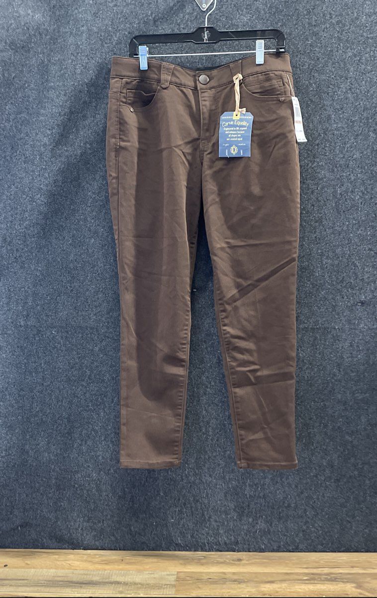 Democracy Women's 'Ab'solution Brown Core Essential Slim Pants Sz 12 NWT