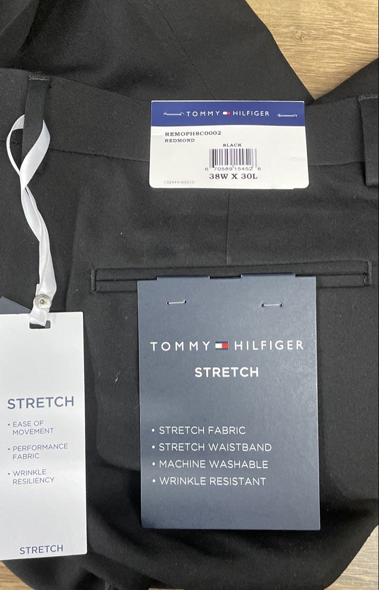 Tommy Hilfiger Men's Redmond Stretch Pants Black Wrinkle Resistant 38x30 NWT