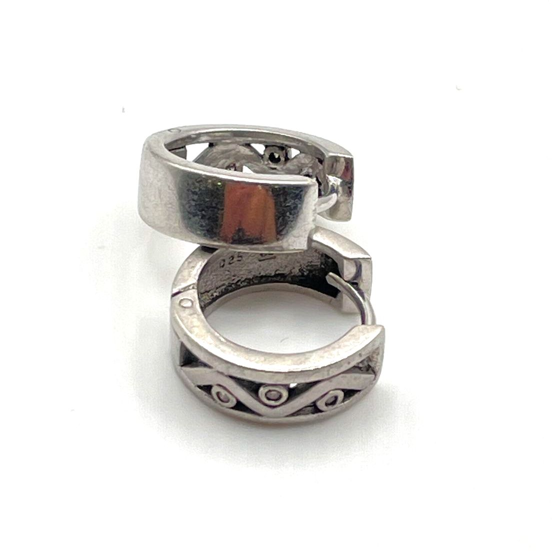 925 Sterling Silver Moissanite Wide Huggie Hoop Earrings 5.3g